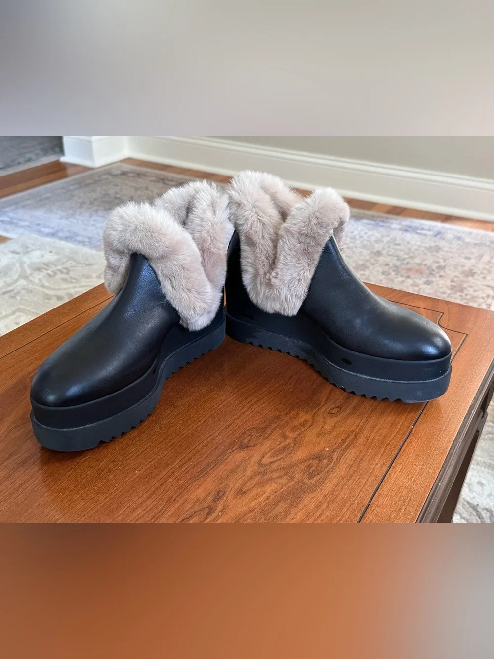 Akada Wellies Faux Fur Platform Clogs Black EU 38 Women’s Winter Shoes
